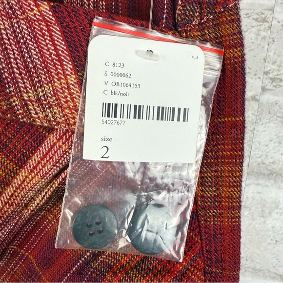 Free People‎ Size 2 Birch Wide Leg Pant Plaid Red NWT - Picture 3 of 7